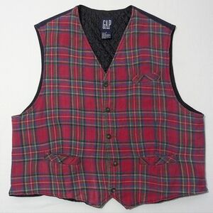 GAP Red Plaid Vest